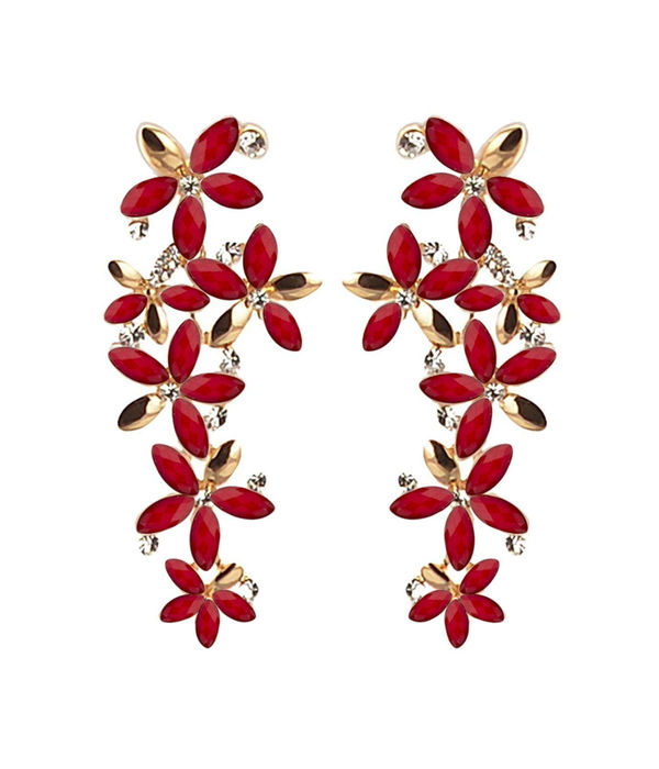 YouBella Jewellery Designer Hanging Earrings for Girls and Women (Red)