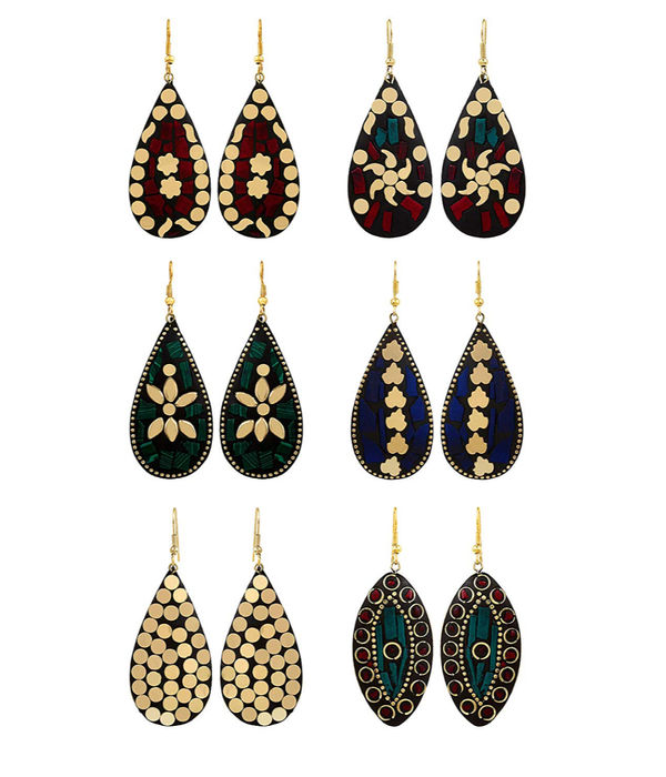 YouBella Jewellery Stylish Latest Combo of Afghani Tibetan Earrings for Girls/Women (Combo of 6)