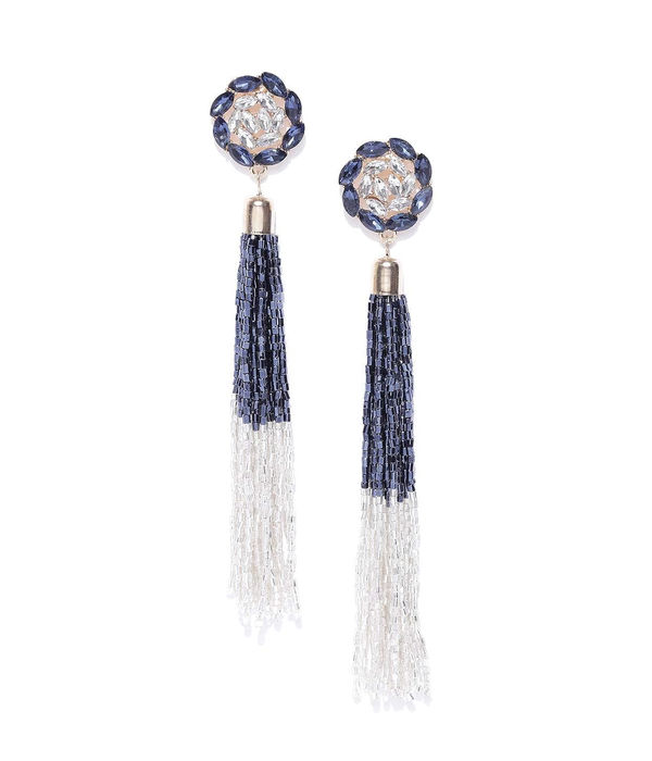 YouBella Jewellery Valentine Collection Celebrity Inspired Tassle Earrings for Girls and Women (blue-white)