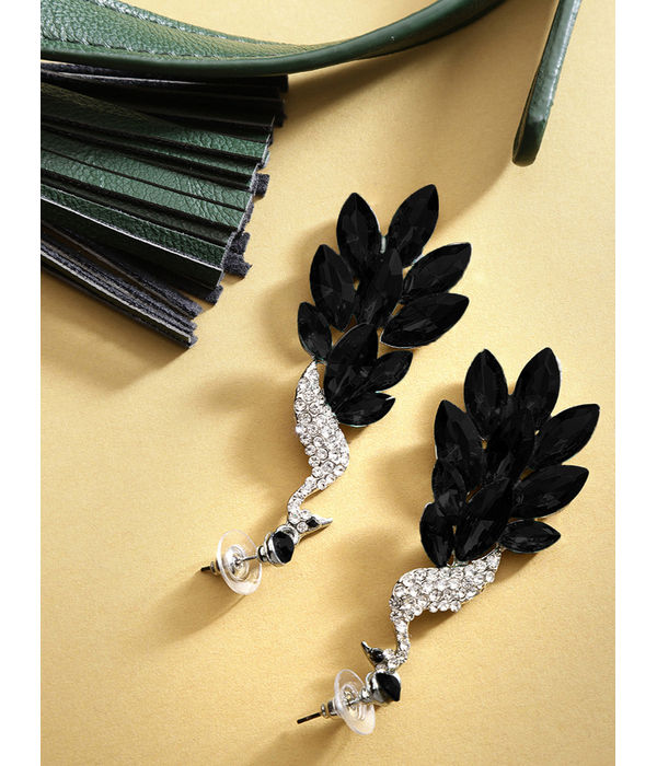 YouBella Jewellery Valentine Collection AAA Swiss Zircon Peacock Earings Fashion Earrings for Girls and Women (Black)