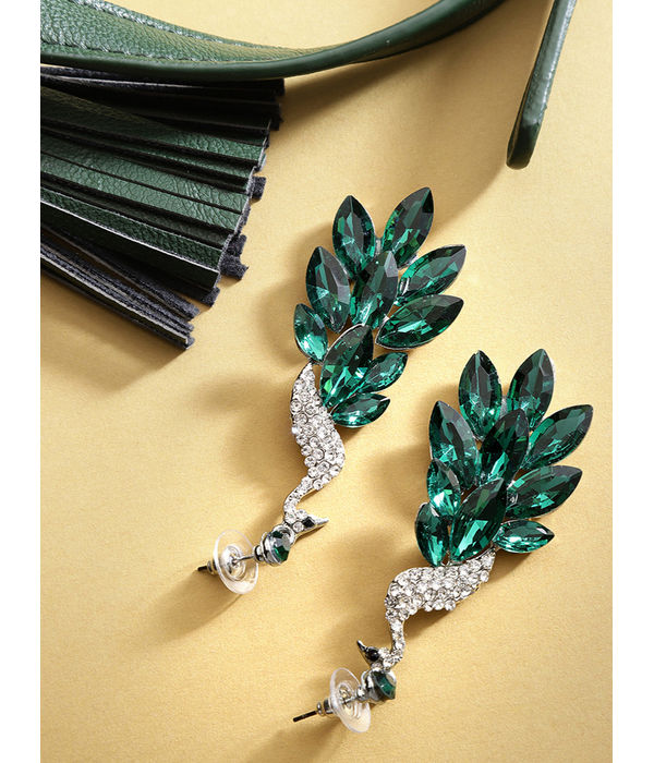 YouBella Jewellery Valentine Collection AAA Swiss Zircon Peacock Earings Fashion Earrings for Girls and Women (Green)