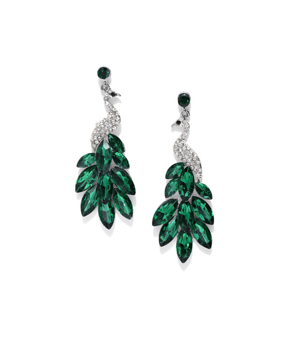 YouBella Jewellery Valentine Collection AAA Swiss Zircon Peacock Earings Fashion Earrings for Girls and Women (Green)