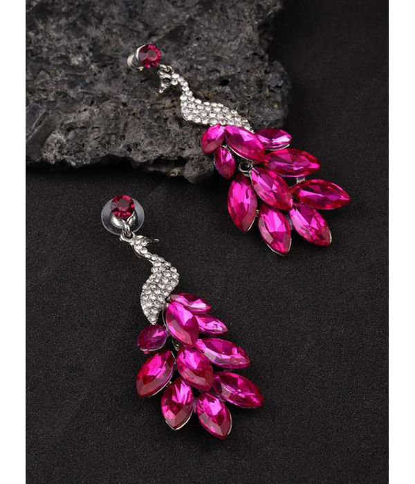 YouBella Jewellery Valentine Collection AAA Swiss Zircon Peacock Earings Fashion Earrings for Girls and Women (Pink)