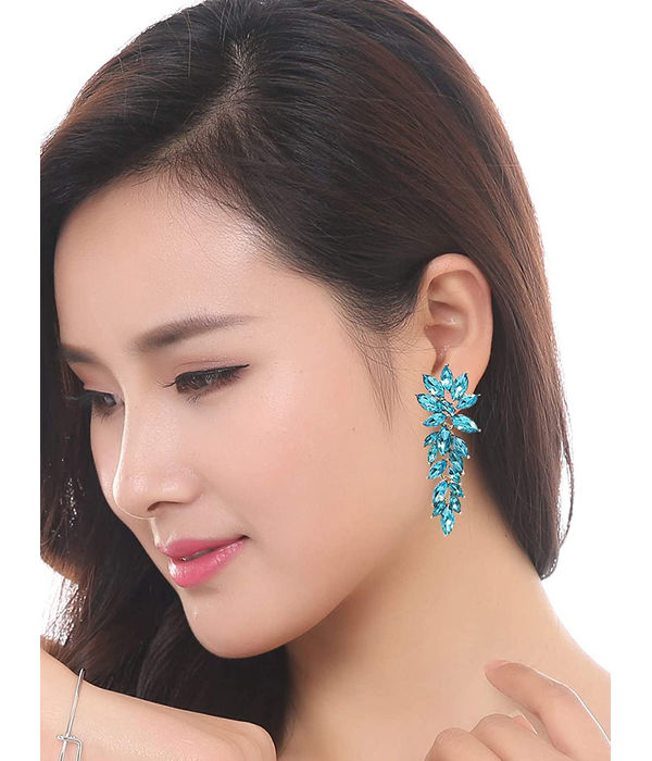 YouBella Jewellery Earrings for women Crystal Earrings for Girls and Women (Aqua Blue)