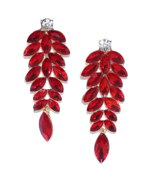 YouBella Earrings for women Jewellery Valentine Collection Crystal Earings Fashion Ear rings for Girls and Women (Red)