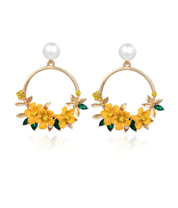 YouBella Jewellery Ear rings for women Floral Resin Earrings for Girls and Women (Yellow)