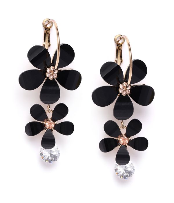 YouBella Jewellery Ear rings for women Crystal Earrings for Girls and Women (Black)