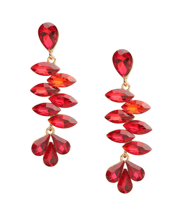 YouBella Jewellery Earings Crystal Drop Earrings for Girls and Women (Red)