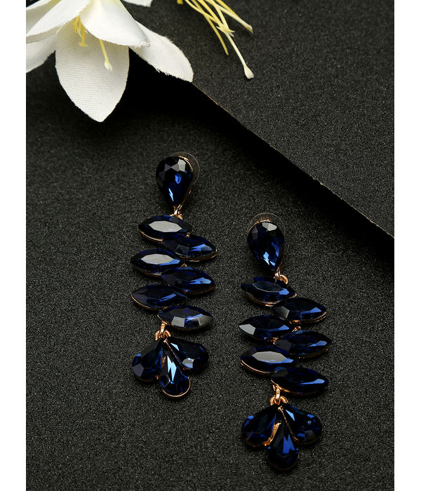 YouBella Jewellery Earings Crystal Drop Earrings for Girls and Women (Blue)