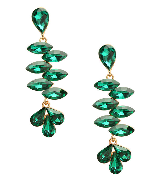 YouBella Jewellery Earings Crystal Drop Earrings for Girls and Women (Green)