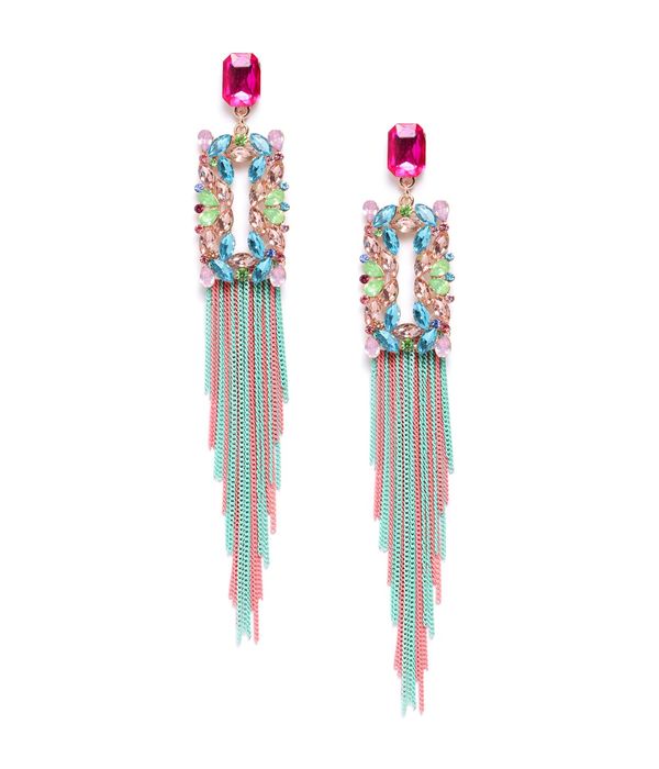YouBella Jewellery Earings Crystal Tassel Handmade Earrings for Girls and Women (Multi)