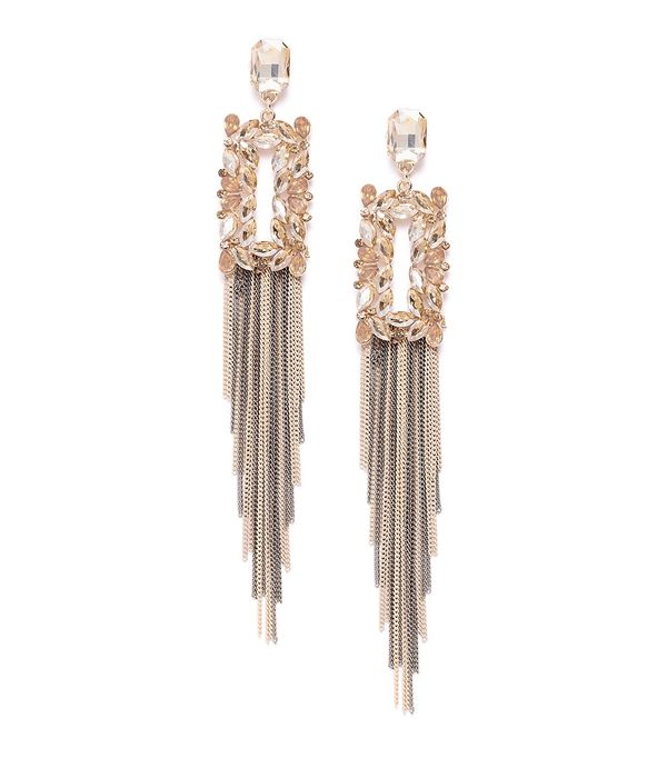 YouBella Jewellery Earings Crystal Tassel Handmade Earrings for Girls and Women (Brown)