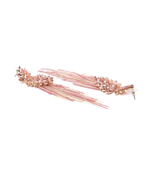 YouBella Jewellery Earings Crystal Tassel Handmade Earrings for Girls and Women (Peach)