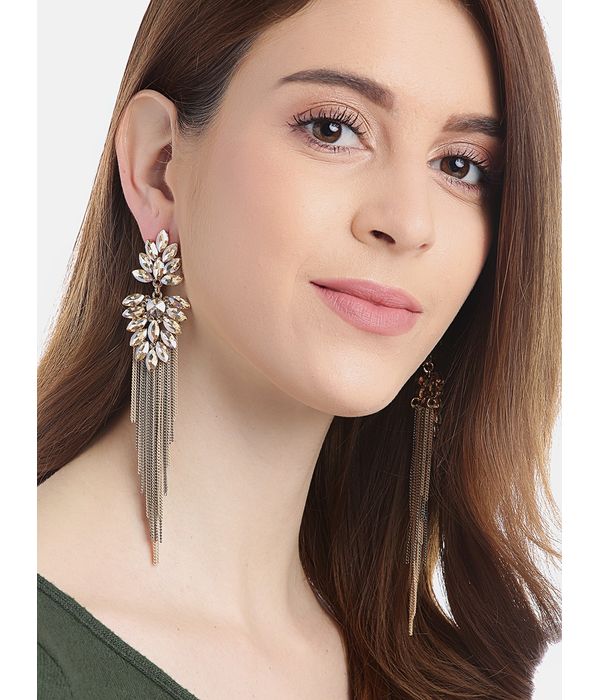 YouBella Jewellery Earings Crystal Tassel Handmade Earrings for Girls and Women (Brown)