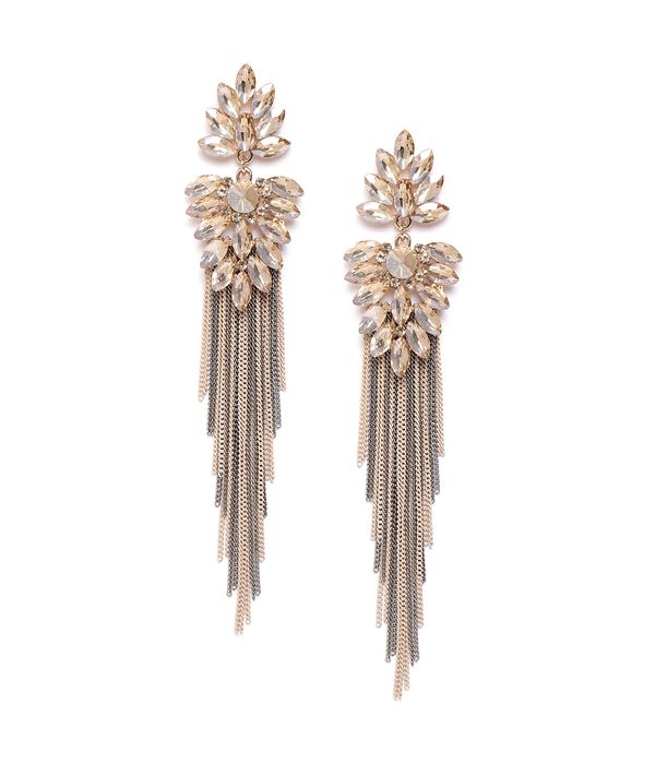 YouBella Jewellery Earings Crystal Tassel Handmade Earrings for Girls and Women (Brown)