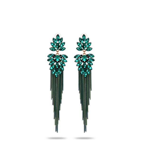 YouBella Jewellery Earings Crystal Tassel Handmade Earrings for Girls and Women (Green)