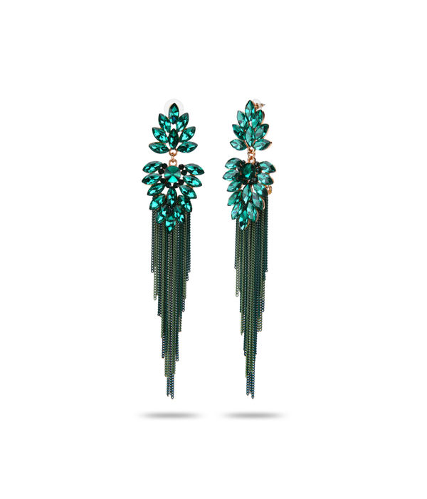 YouBella Jewellery Earings Crystal Tassel Handmade Earrings for Girls and Women (Green)