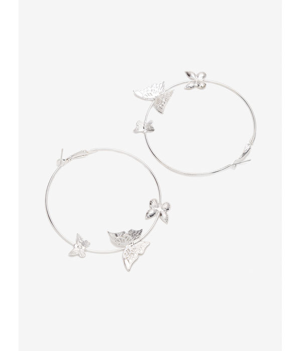 Youbella 
Silver-Toned Contemporary Hoop Earrings