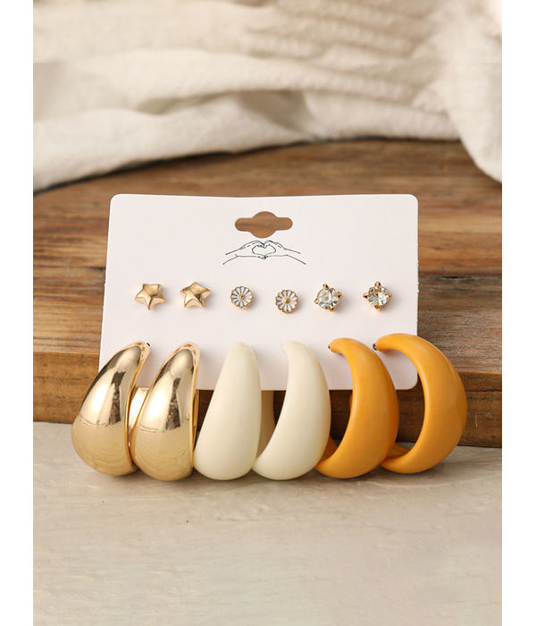 YouBella Jewellery Combo of 6 Gold Plated Earrings for Girls and Women (Multi-Color) (YBEAR_32937), Medium