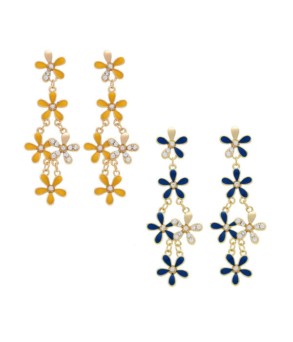 YouBella Jewellery Gold Plated Combo of 2 Drop and Dangler Earrings for Girls and Women (Multi-Color) (Yellow & Blue)