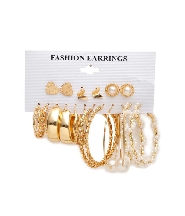 YouBella Jewellery Celebrity Style Gold Plated Hoops and Studs Combo for Girls and Women (Gold) (YBEAR_32959)