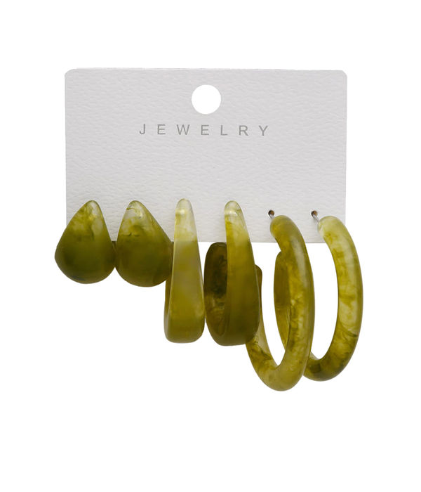 Green Contemporary Studs Earrings