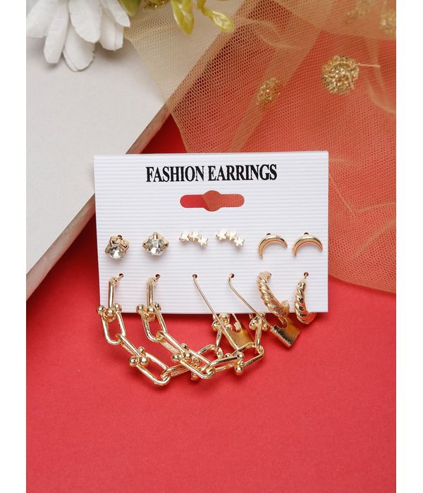 Gold-Toned Contemporary Studs Earrings