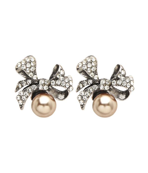 YouBella Jewellery Silver Plated Pearl Stud Earrings for Girls and Women (YBEAR_33110) (Silver)