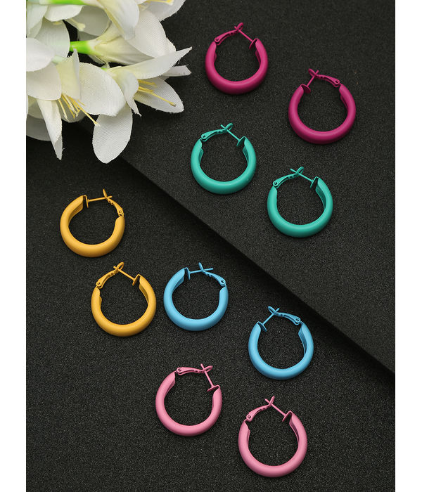 YouBella Fashion Jewellery Multicolor Hoop Combo of 5 Pair of Earrings for Girls and Women (Multicolor) (YBEAR_33134)