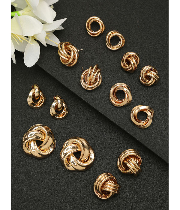 YouBella Fashion Jewellery Gold Plated Combo of 7 Pair of Stud Earrings for Girls and Women (Gold) (YBEAR_33135)