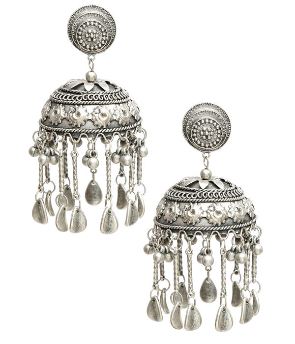 YouBella Jewellery Celebrity Inspired Oxidised Silver Big Size Jhumki Earrings for Girls and Women (Style 3)