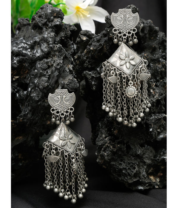YouBella Jewellery Celebrity Inspired Oxidised Silver Big Size Jhumki Earrings for Girls and Women (Style 2)