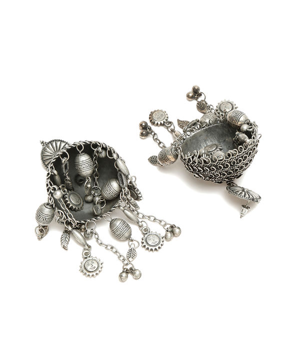 YouBella Jewellery Celebrity Inspired Oxidised Silver Big Size Jhumki Earrings for Girls and Women (Style 1)