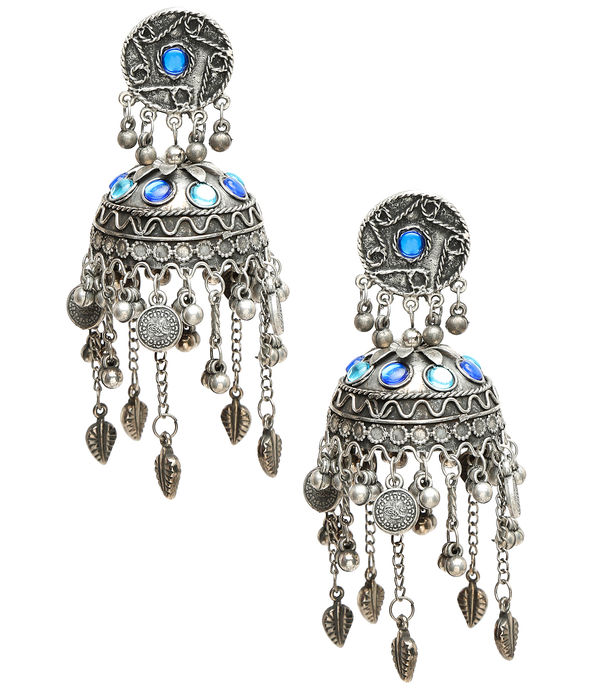 YouBella Jewellery Celebrity Inspired Oxidised Silver Big Size Jhumki Earrings for Girls and Women (Style 2)