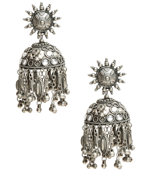 YouBella Jewellery Celebrity Inspired Oxidised Silver Big Size Jhumki Earrings for Girls and Women (Style 4)