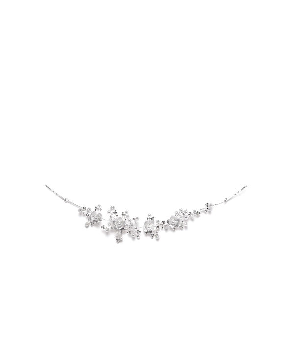 YouBella Silver-Toned  Off-White Embellished Floral Hair Accessory