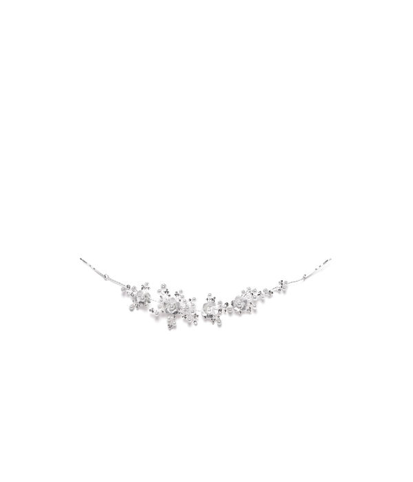 YouBella Silver-Toned  Off-White Embellished Floral Hair Accessory