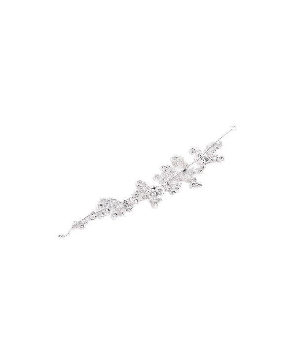 YouBella Silver-Toned  Off-White Embellished Floral Hair Accessory