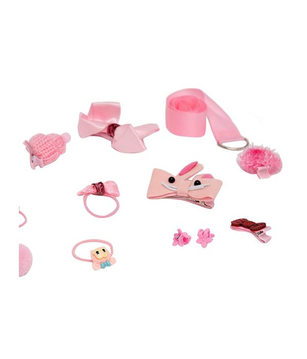 YouBella Hair Jewellery Clip Set for Baby Band for Girls (Pack of 18) (Light Pink)