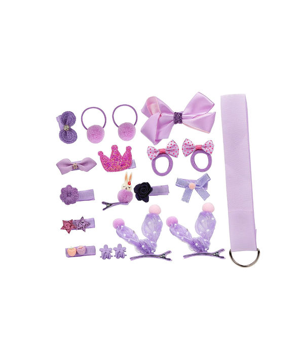 YouBella Hair Jewellery Clip Set for Baby Band for Girls (Pack of 18) (Purple)