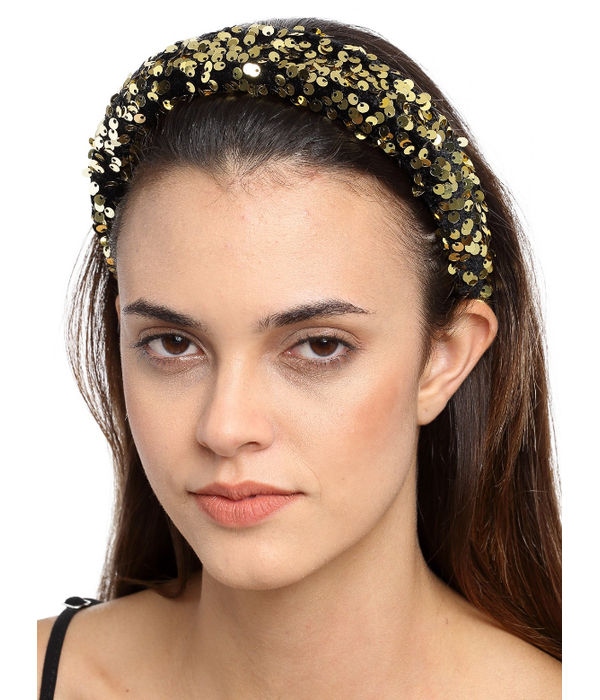 YouBella Black  Gold-Toned Embellished Hairband