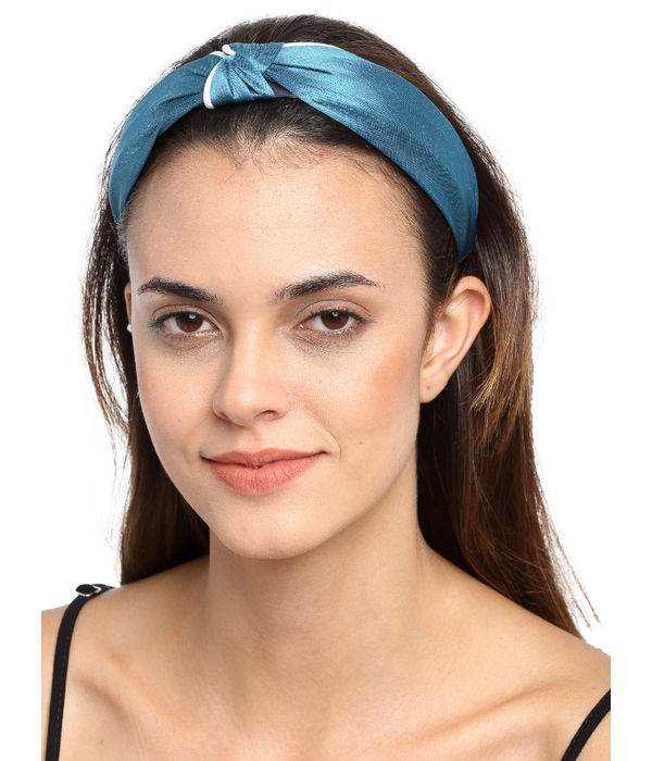 YouBella Teal Blue  White Colorblocked Hairband