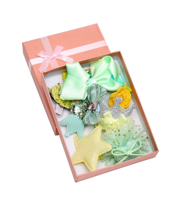 YouBella Green  Yellow Set of 7 and more Embellished Hair Accessory Set