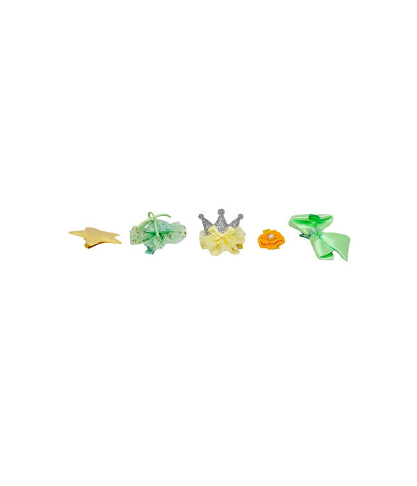 YouBella Green  Yellow Set of 7 and more Embellished Hair Accessory Set