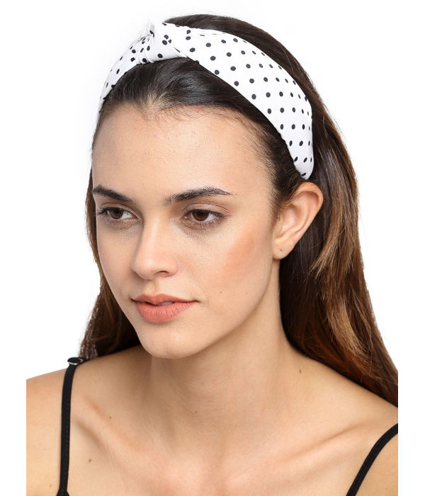 YouBella White  Black Polka Dot Printed Hairband