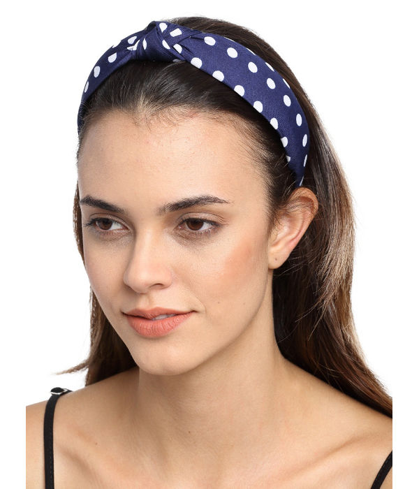 YouBella Navy Blue Polka Dot Printed Hairband