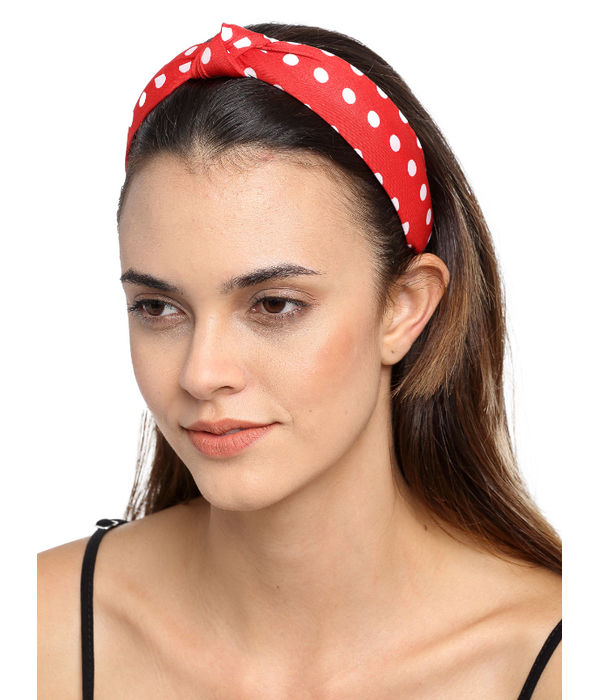 YouBella Red  White Polka Dotted Hairband