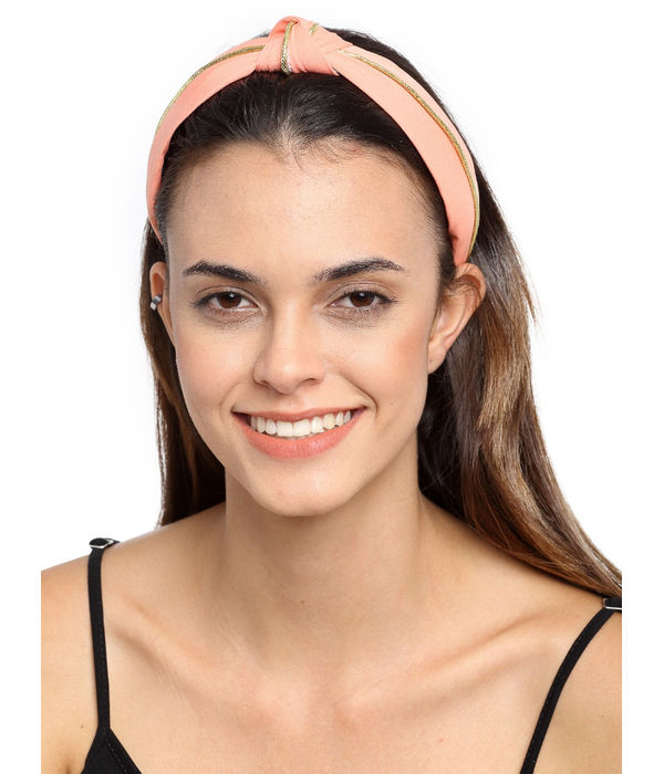 YouBella Peach-Coloured Striped Hairband