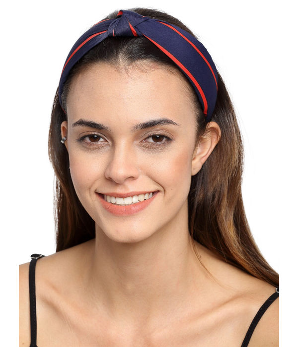 YouBella Navy Blue Striped Hairband