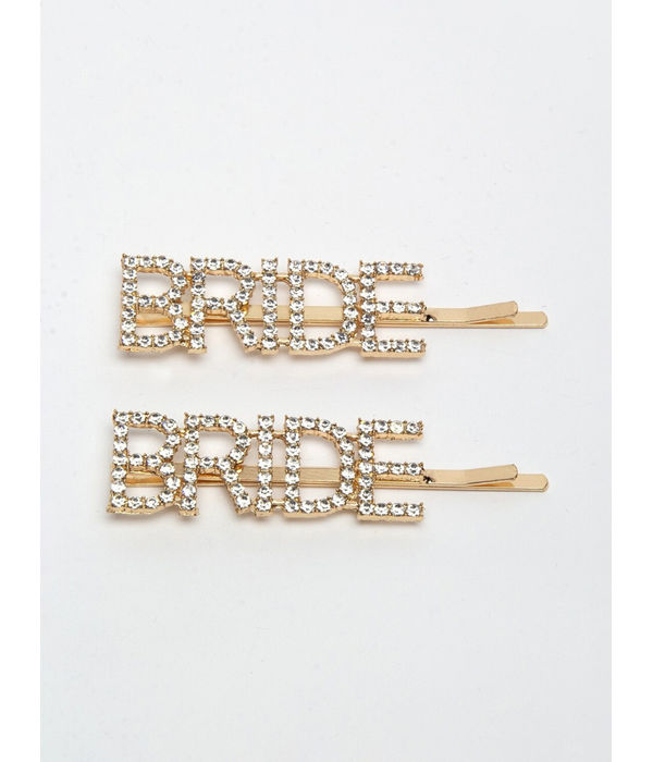 YouBella Women Gold & White Set of 2 Embellished Bobby Pins